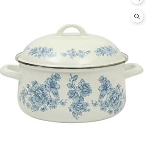 💜 2025 Pioneer Woman Agatha Blue Floral Enamel On Steel 6 Qt Dutch Oven & Lid